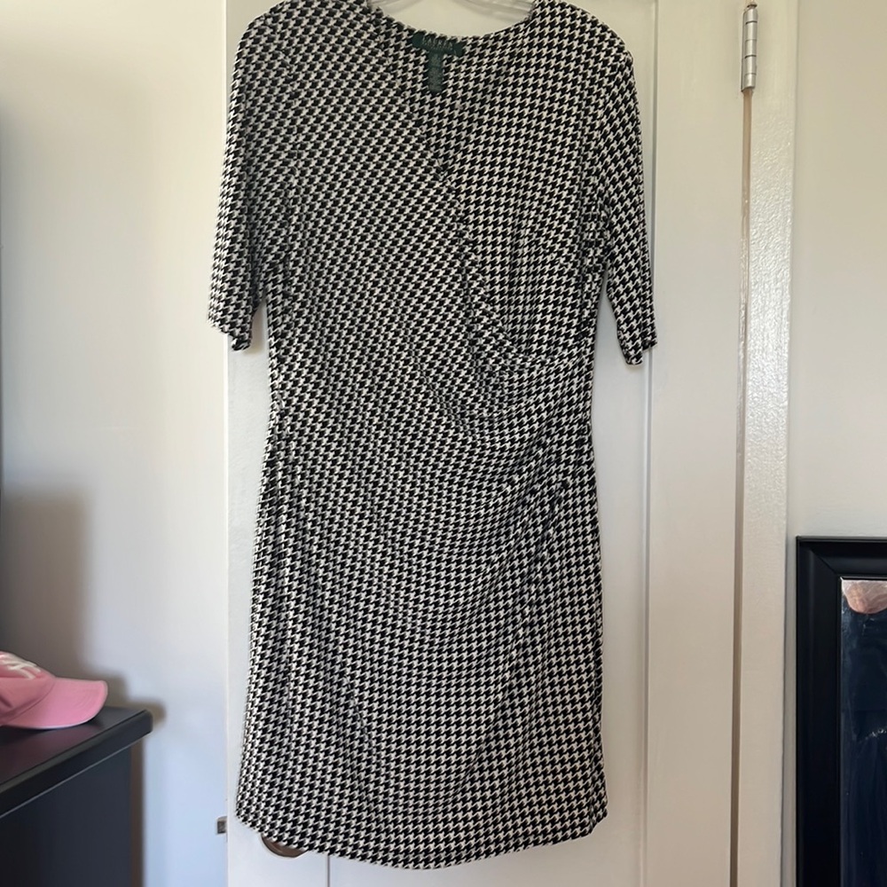Knee length black tweed dress